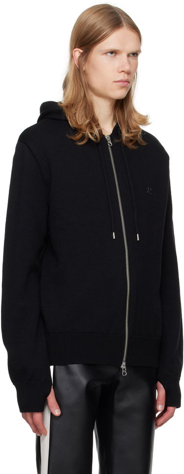 Sweatshirt Courrèges Zipped Wool Hoodie Svart | 324MHO034FI0036, 1