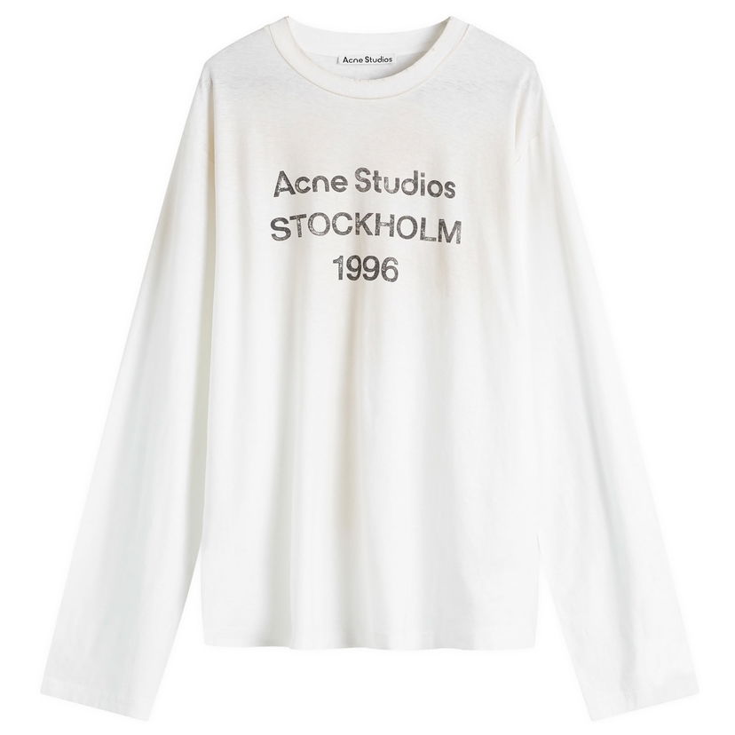 T-shirt Acne Studios Edden 1996 Logo Long Sleeve Vit | CL0197-DC6