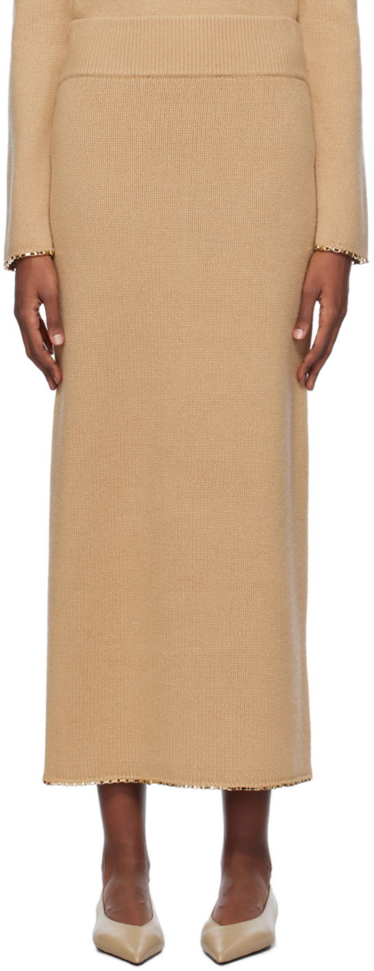Kjol TOTEME TOTEME Chain-Edge Maxi Skirt Beige | 241-WRB1074-YA0004