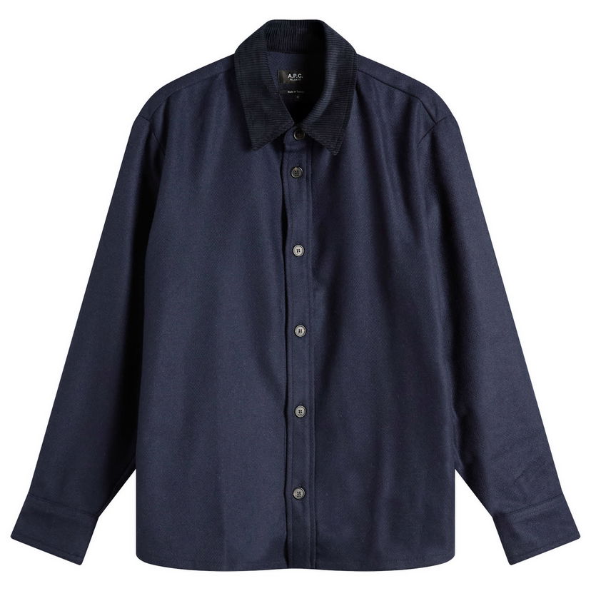 Skjorta A.P.C. Bernado Wool Overshirt, Size Small Mörkblå | WVBCV-H32030-PIA