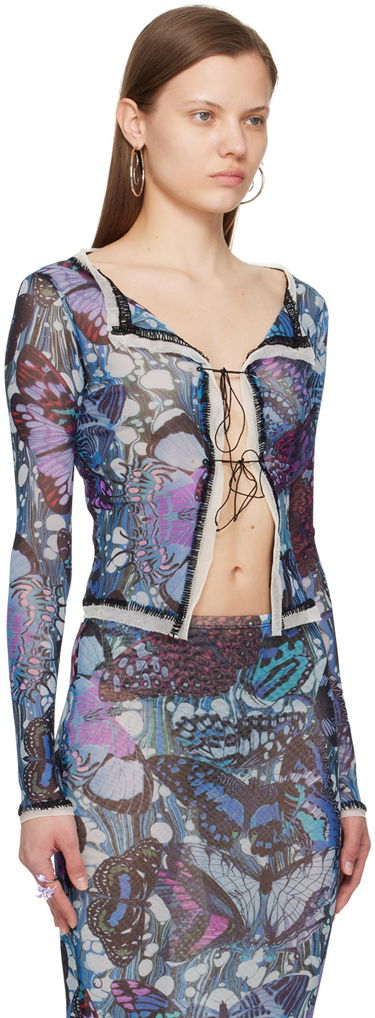 Linne Jean Paul Gaultier Gaultier Butterfly Print Tie Cardigan Blå | 24/25-F-CD006-T545-5090, 1