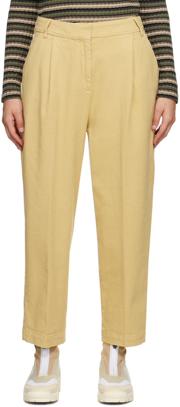 Byxor YMC YMC Market Pleated Trousers Gul | Q4AZB