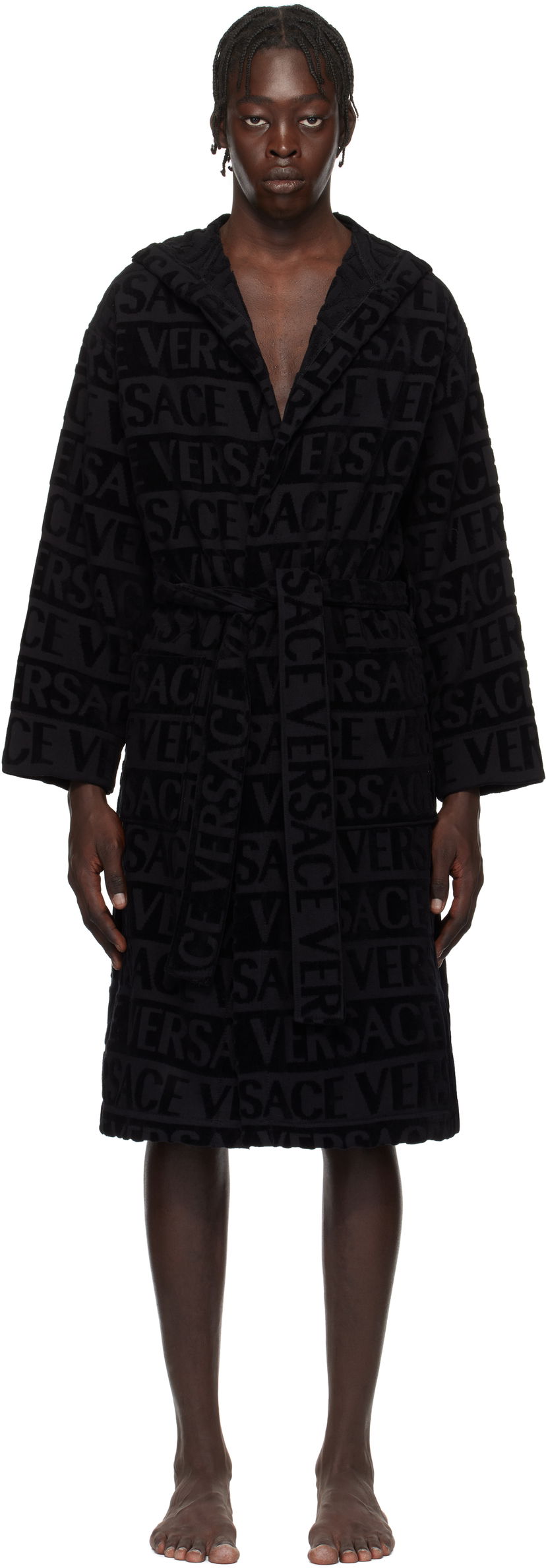 Pyjamas Versace Versace 'Versace' Allover Bathrobe Svart | 1010660_1A07545