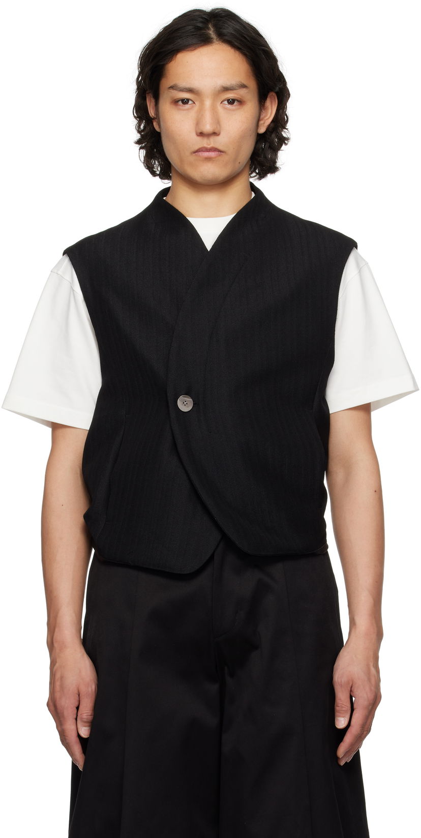 Väst ADER ERROR ADER error Pinstripe Wrap Vest Svart | BO01SSVE0101BK