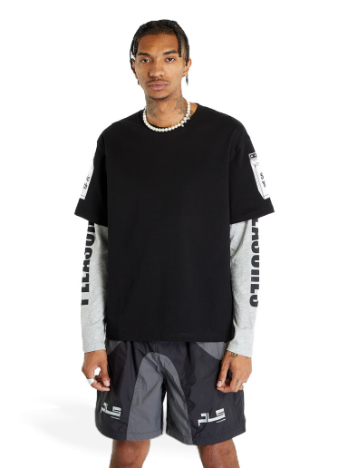 T-shirt Pleasures Becuz Layered Long Sleeve Svart | P23SY008 BLACK/GREY