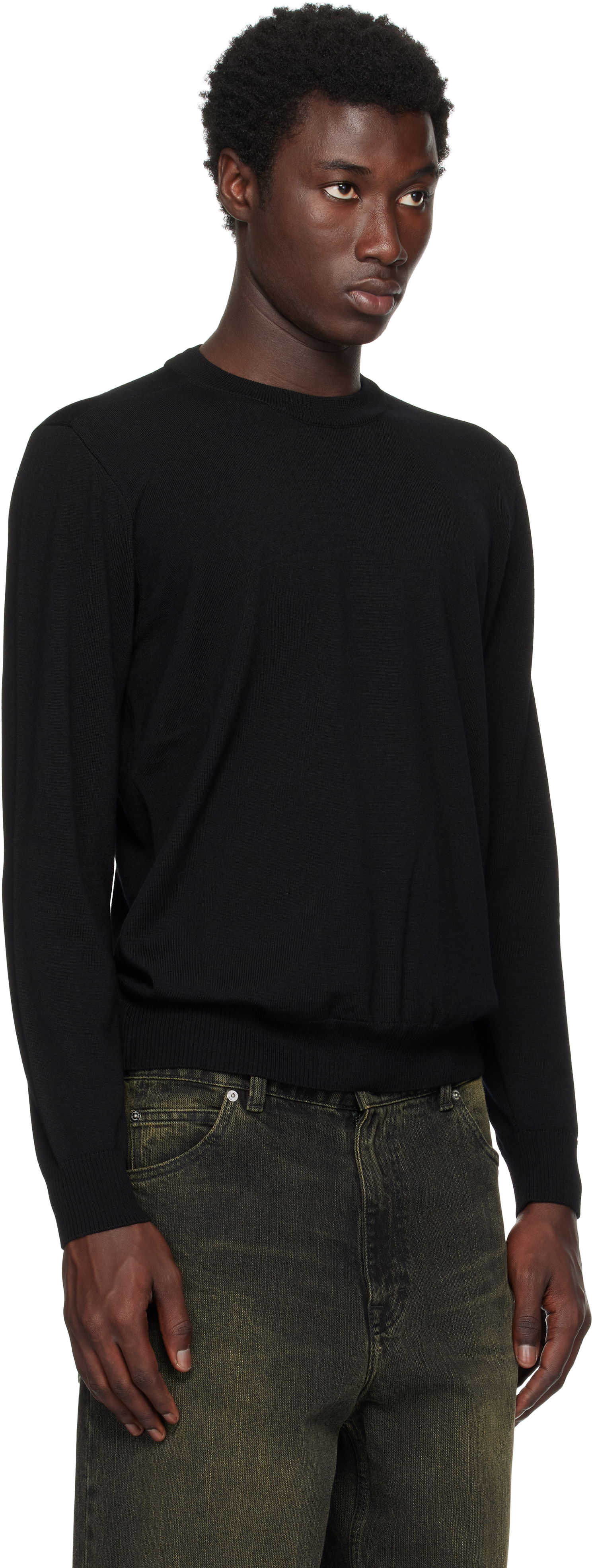 Sweatshirt Stone Island Stone Island Light RWS Geelong Wool Sweatshirt Svart | K2S15 5100071 S00C4, 1