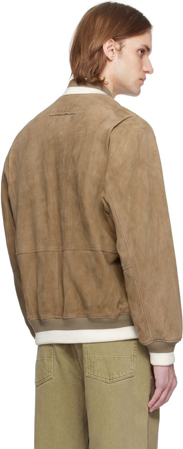 Bomberjacka BOSS HUGO Ribbed-Trim Suede Bomber Jacket Brun | 50534326, 2