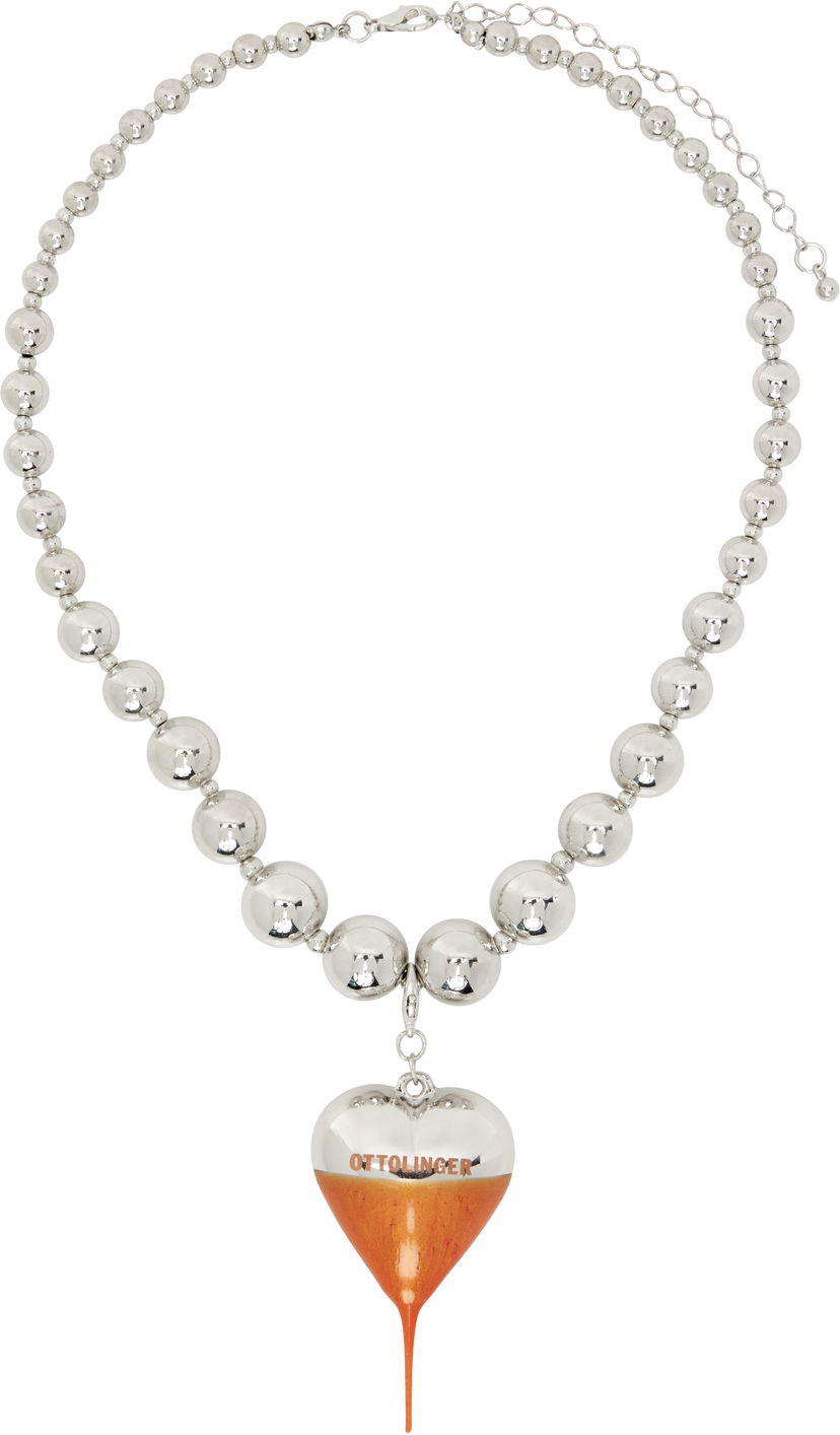 Halsband Ottolinger Ottolinger Otto Heart Beaded Necklace Metallisk | 12590012501