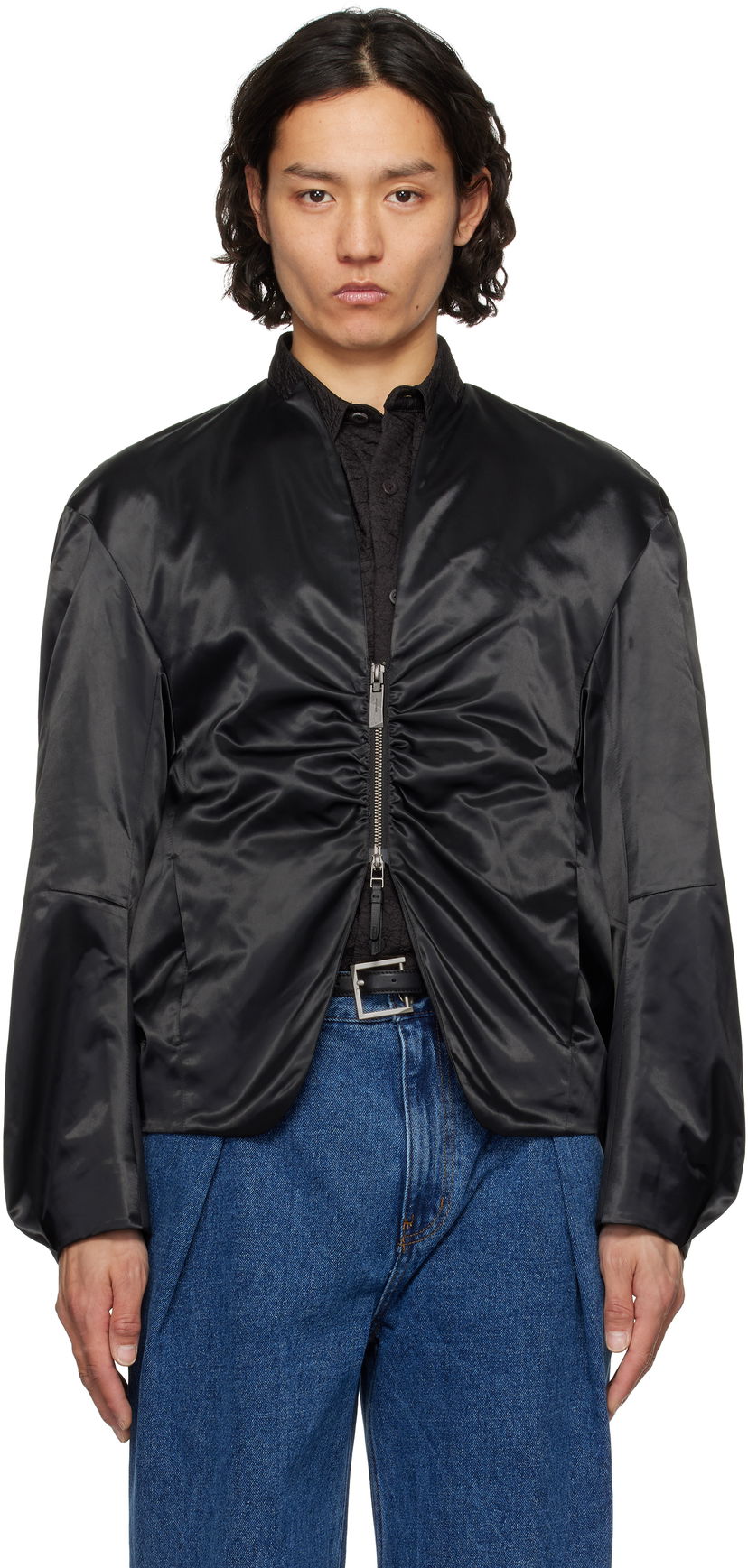 Bomberjacka ADER ERROR ADER error Product. 20 Ruched Satin Jacket Svart | BO01SSJK0802BK