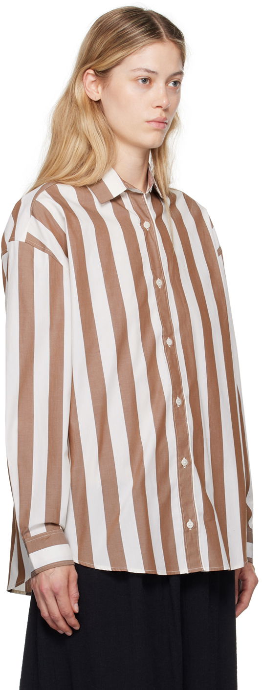 Skjorta Baserange Loose Striped Shirt Brun | SHLOL-PO-AU24, 1