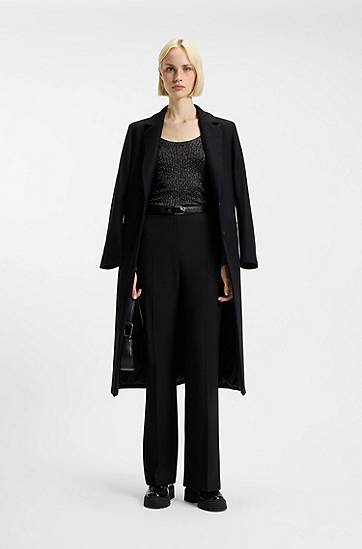 Sweater BOSS Sparkling Mixed-Rib Long-Sleeve Scoop-Neck Sweater Svart | 50548250, 1