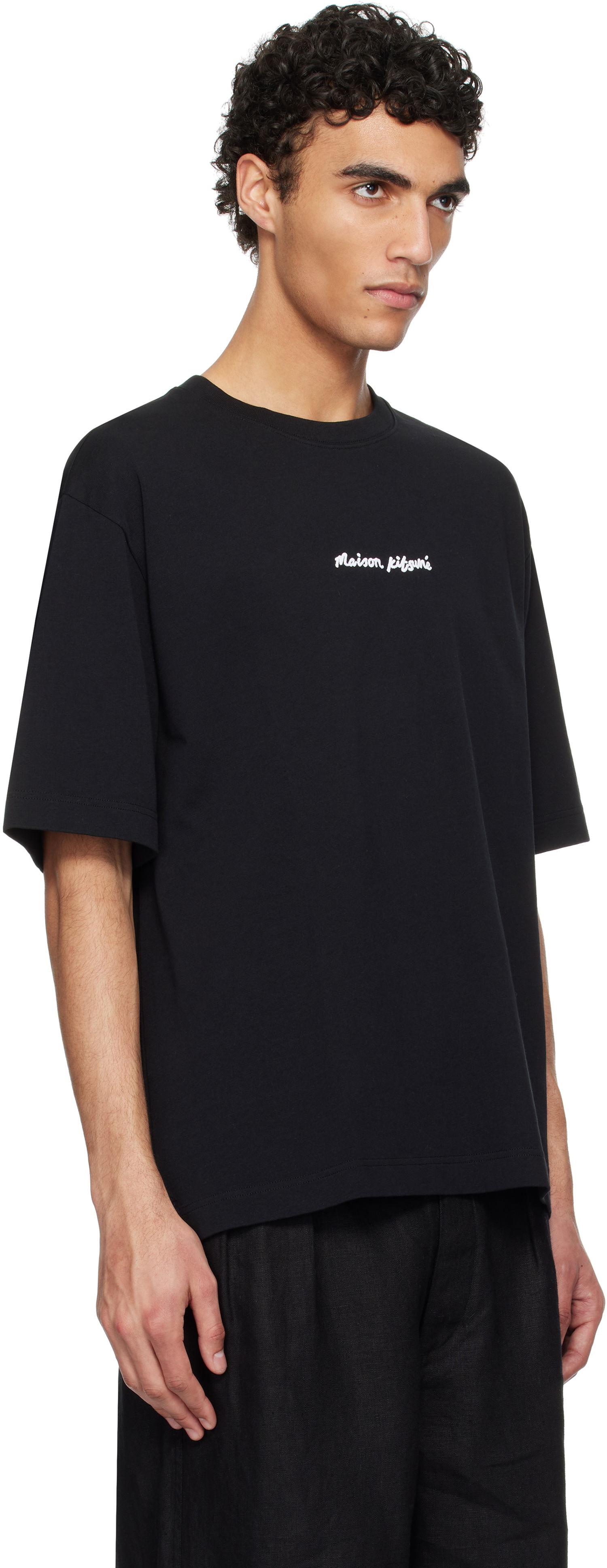 T-shirt MAISON KITSUNÉ Maison Kitsuné Handwriting Oversize T-Shirt Svart | OM00122KJ0119, 1