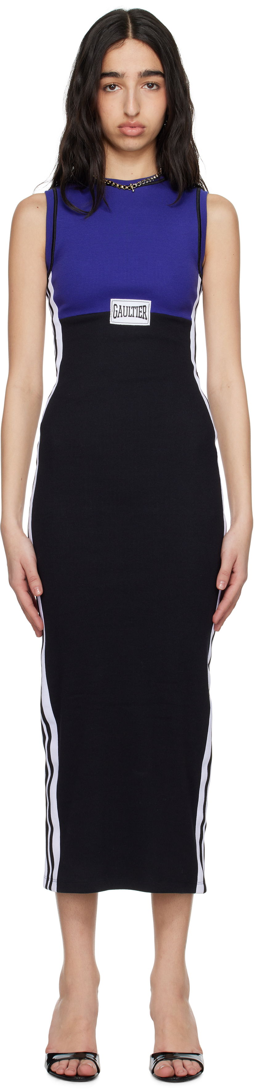 Klä Jean Paul Gaultier Jean Paul Gaultier Cotton Ribbed Midi Dress Svart | 25/34-F-RO408P-J088-5900