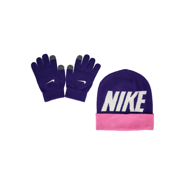 Tillbehör Nike Wordmark Knit Beanie and Touchscreen Gloves Set Flerfärgad | 9A3045-P6C, 0