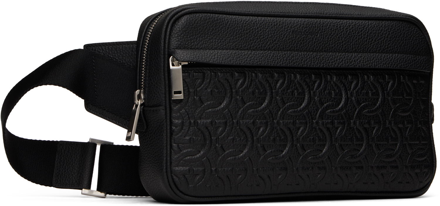 Midjeväska FERRAGAMO Ferragamo Gancini Embossed Leather Belt Bag Svart | 769479, 1