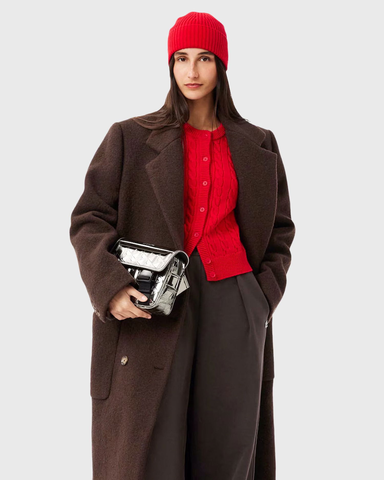 Axelväska Lacoste Metallic Embossed Geometric Messenger Bag Metallisk | NU4962BG-Q83, 1