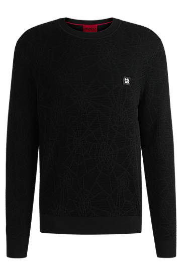 Sweater BOSS Regular-Fit Spiderweb Sweater Svart | 50532075