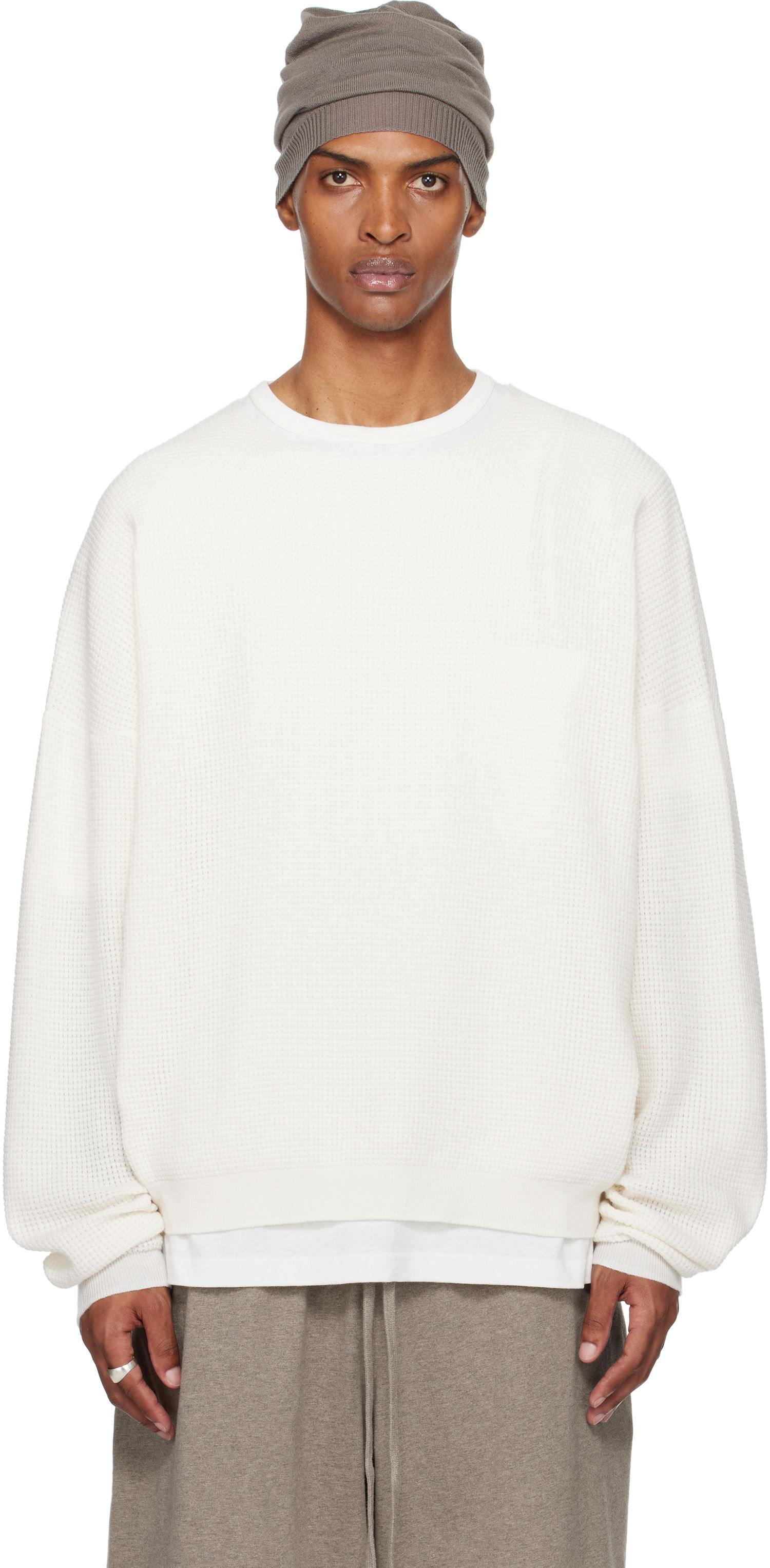 Sweatshirt Fear of God Fear of God ESSENTIALS Waffle Long Sleeve Crewneck Sweatshirt Vit | 192SP256164F, 0