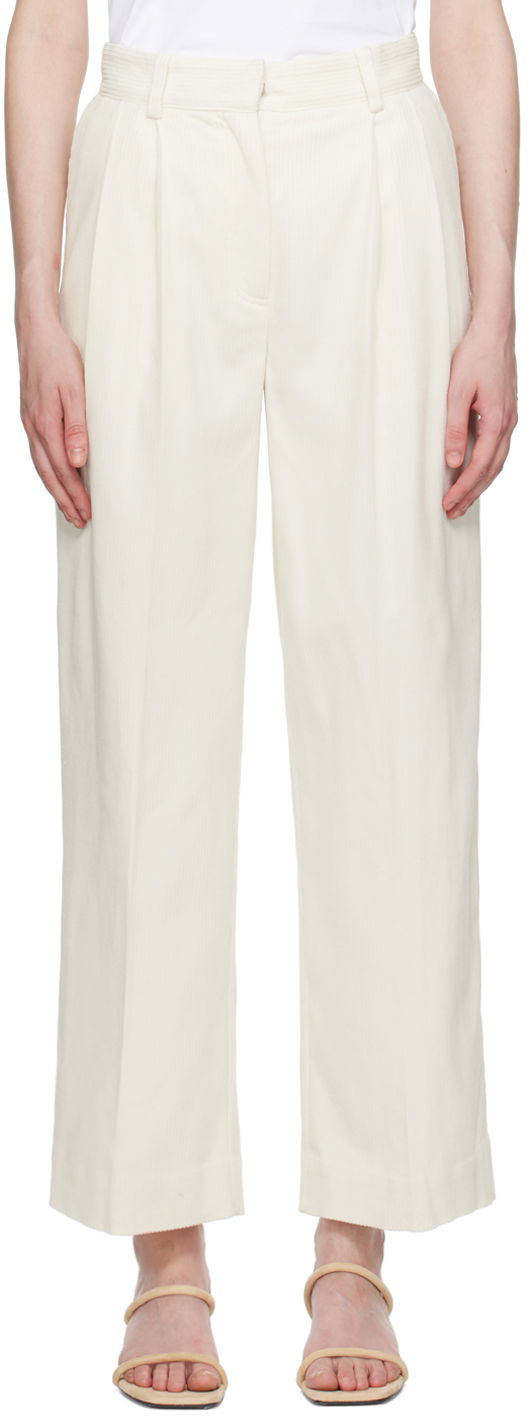 Byxor TOTEME TOTEME Pleated Wide-Leg Trousers Vit | 243-WRB0202-FB0191