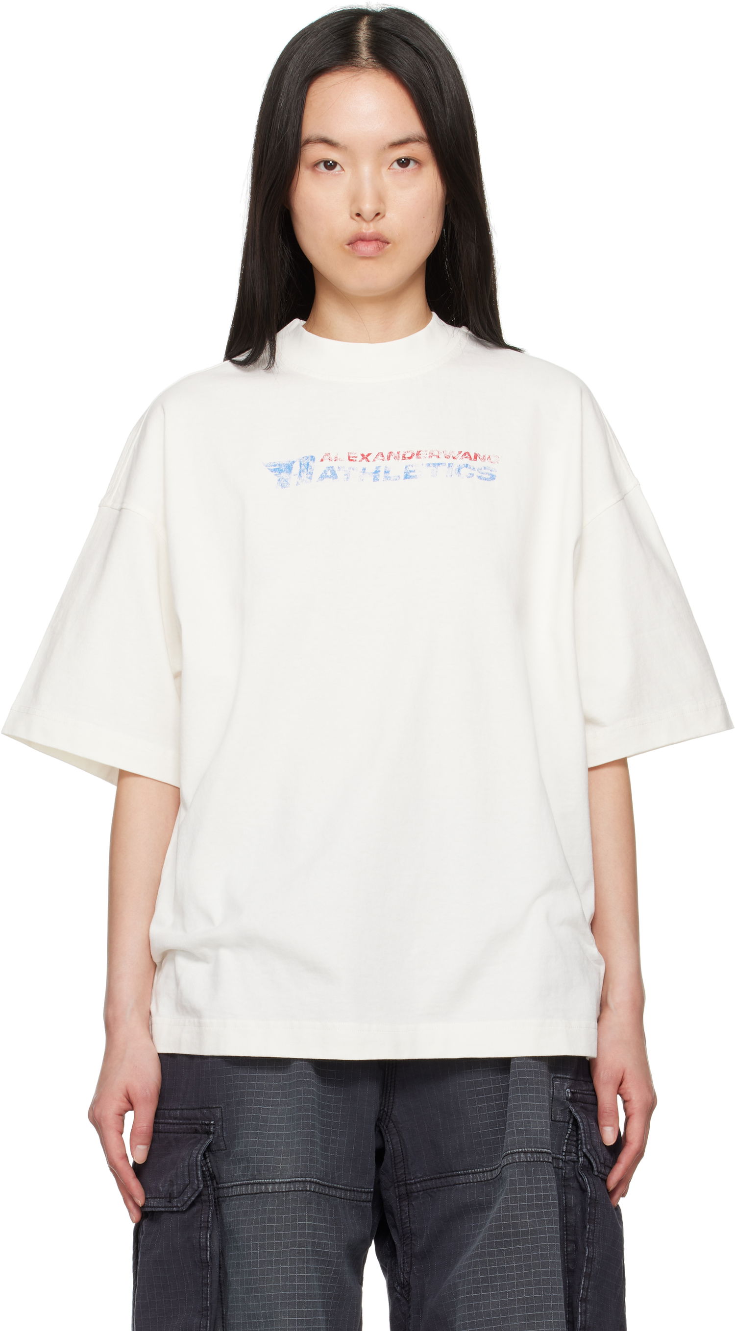 T-shirt Alexander Wang Alexander Wang Logo-Print T-Shirt Vit | UCC2251835, 0