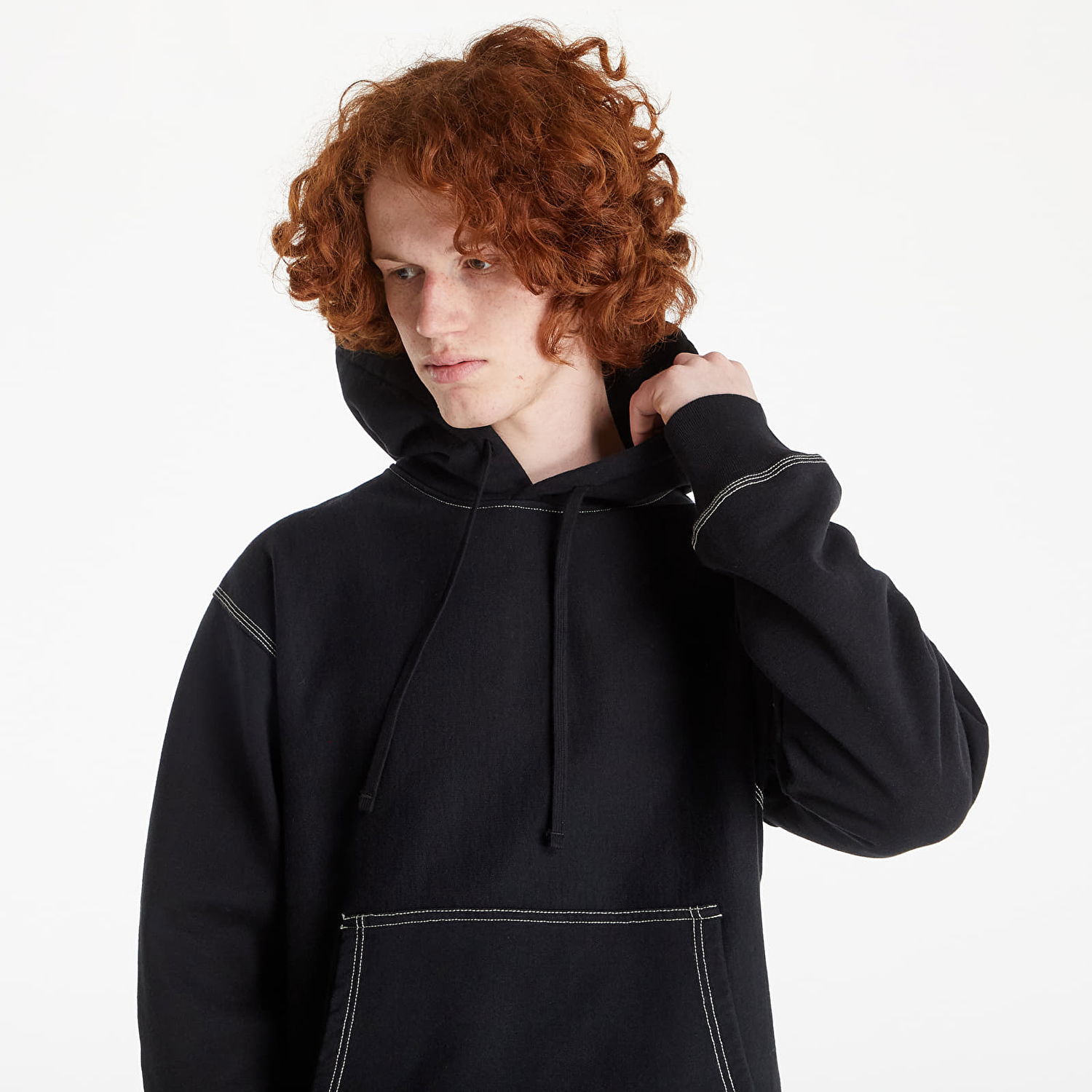 Sweatshirt Stüssy Contrast Stitch Label Hoodie Svart | 118459 black22, 1