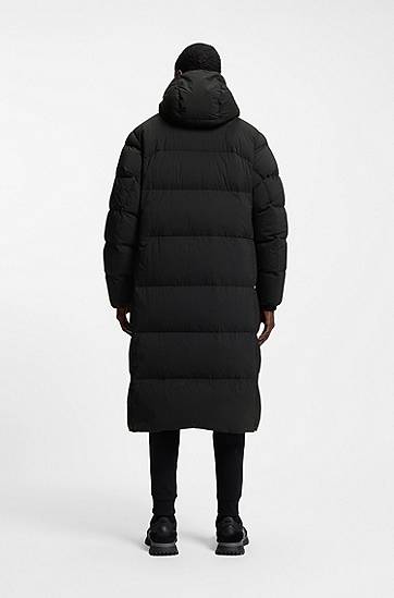 Pufferjacka BOSS Long-length Down Water-Repellent Stretch Fabric Jacket Svart | 50543972, 1
