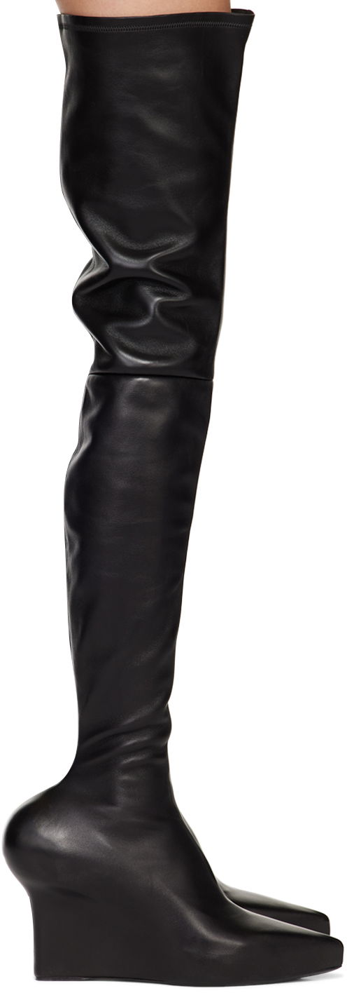 Sneakers och skor Givenchy Givenchy Pointed Wedge Over-the-Knee Boots Svart | BE702DE1J5001