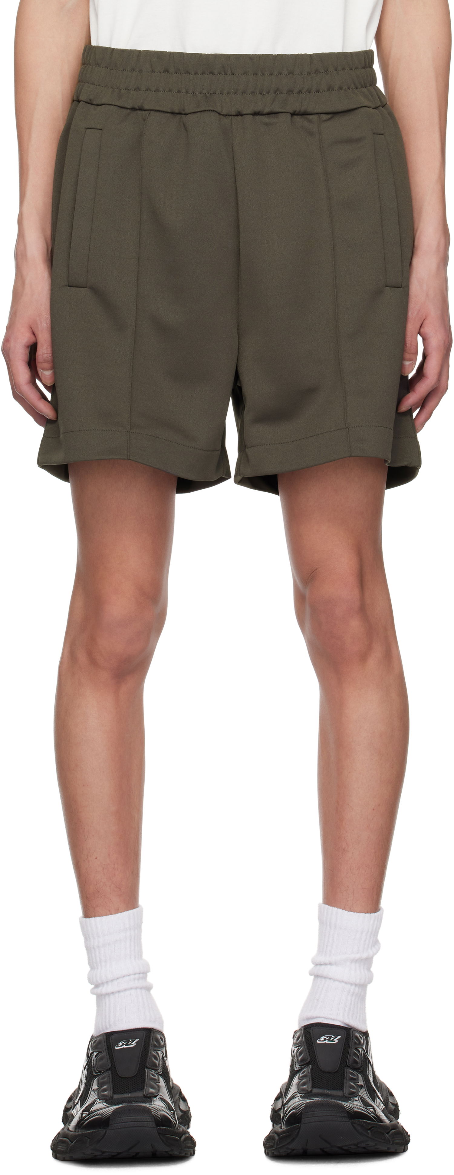 Shorts Palm Angels Palm Angels Curved Logo Shorts Grön | PMCL008S25FAB0011303, 0