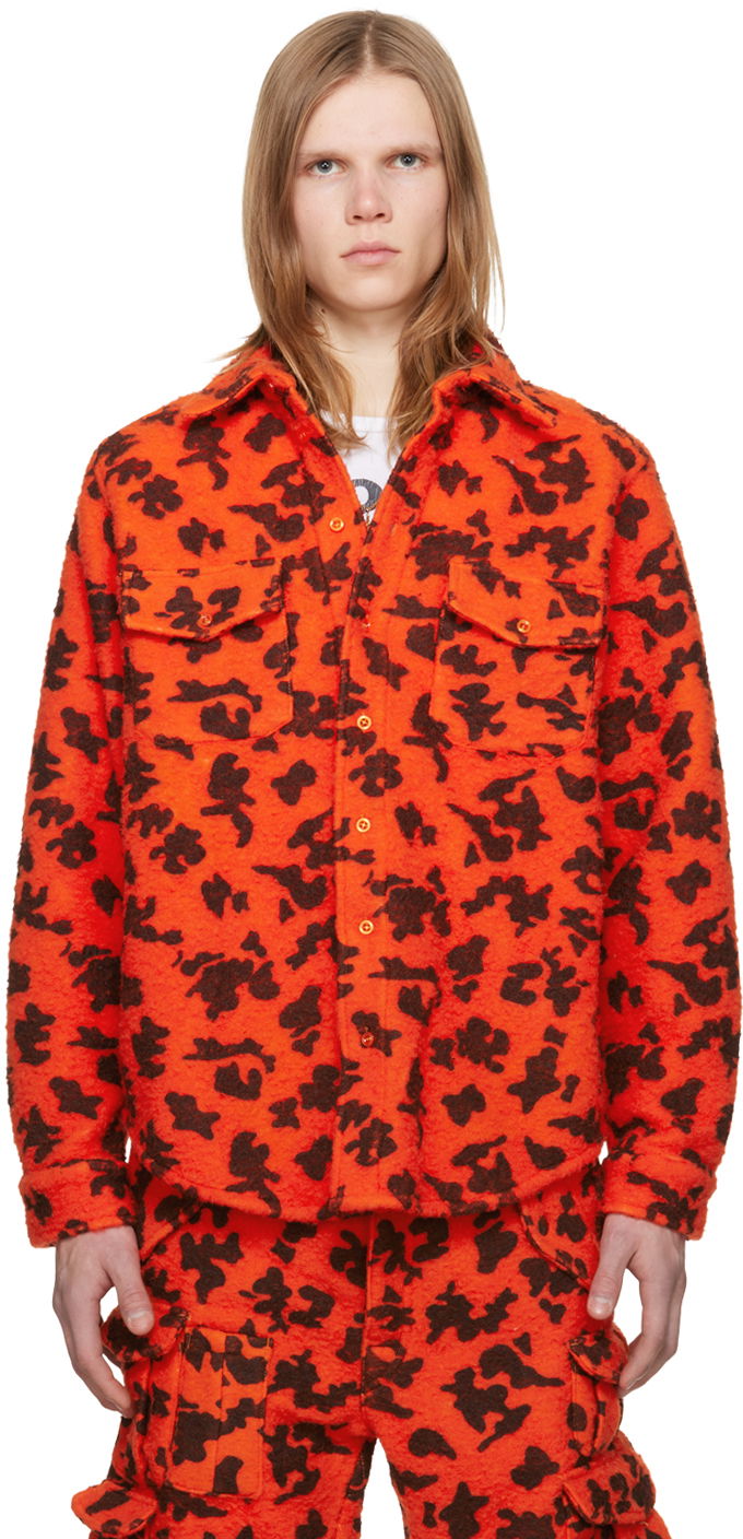 Skjorta ERL ERL Printed Fleece Shirt Orange | ERL07B023