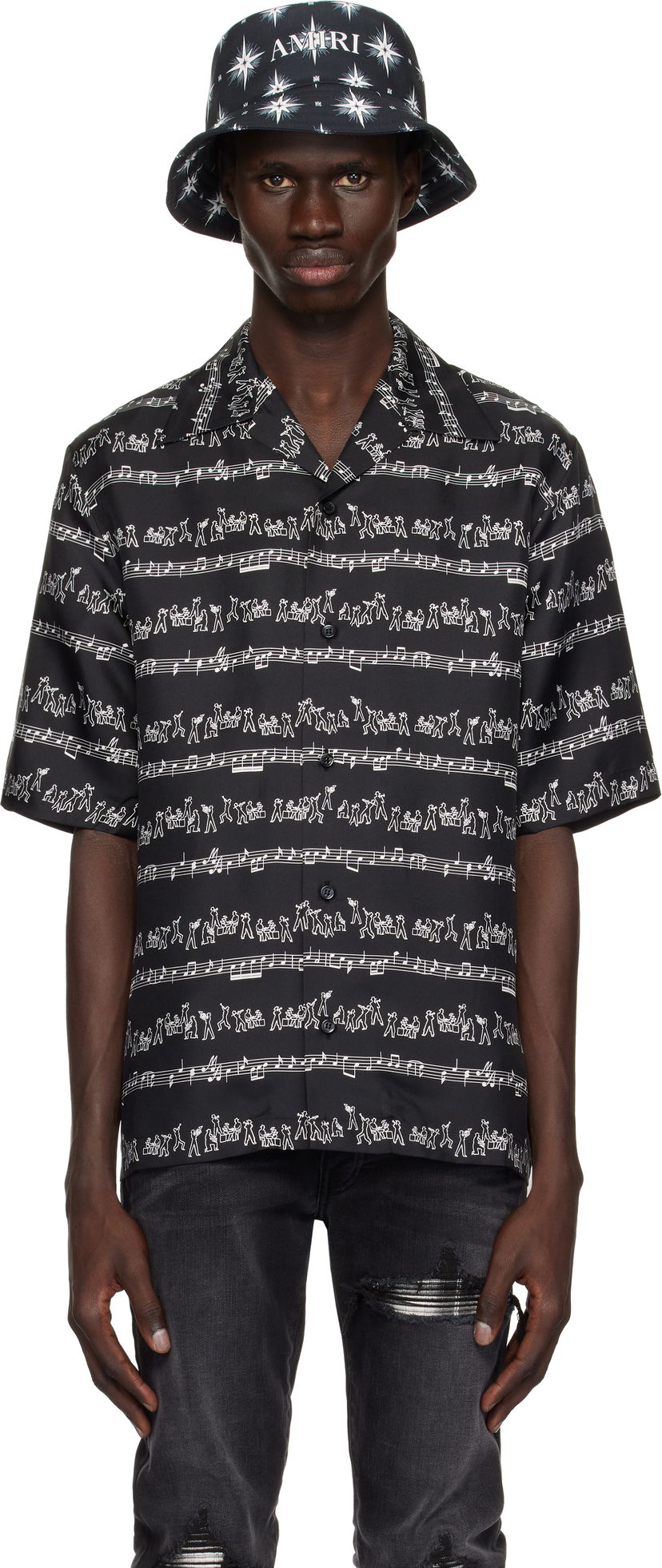Skjorta AMIRI AMIRI Jazz Band Print Shirt Svart | AMSTCA1106