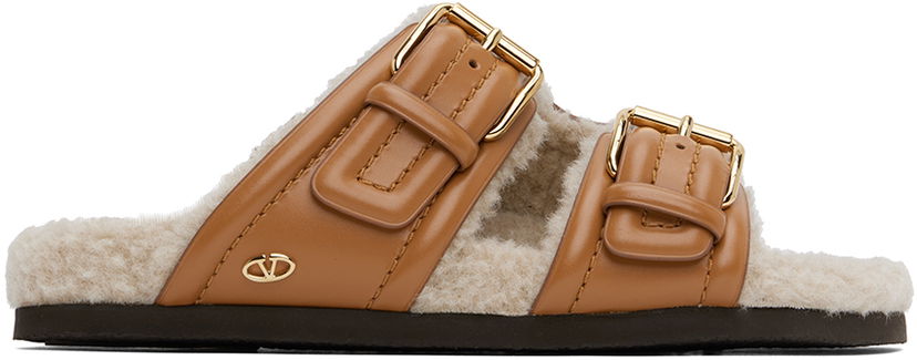Tillbehör Valentino Valentino Garavani Fussfriend Shearling Slide Sandals Brun | 5W2S0IZ4SQP