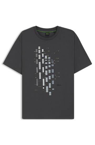 T-shirt BOSS Stretch Cotton Tee with Geometric Print Grå | 50543808