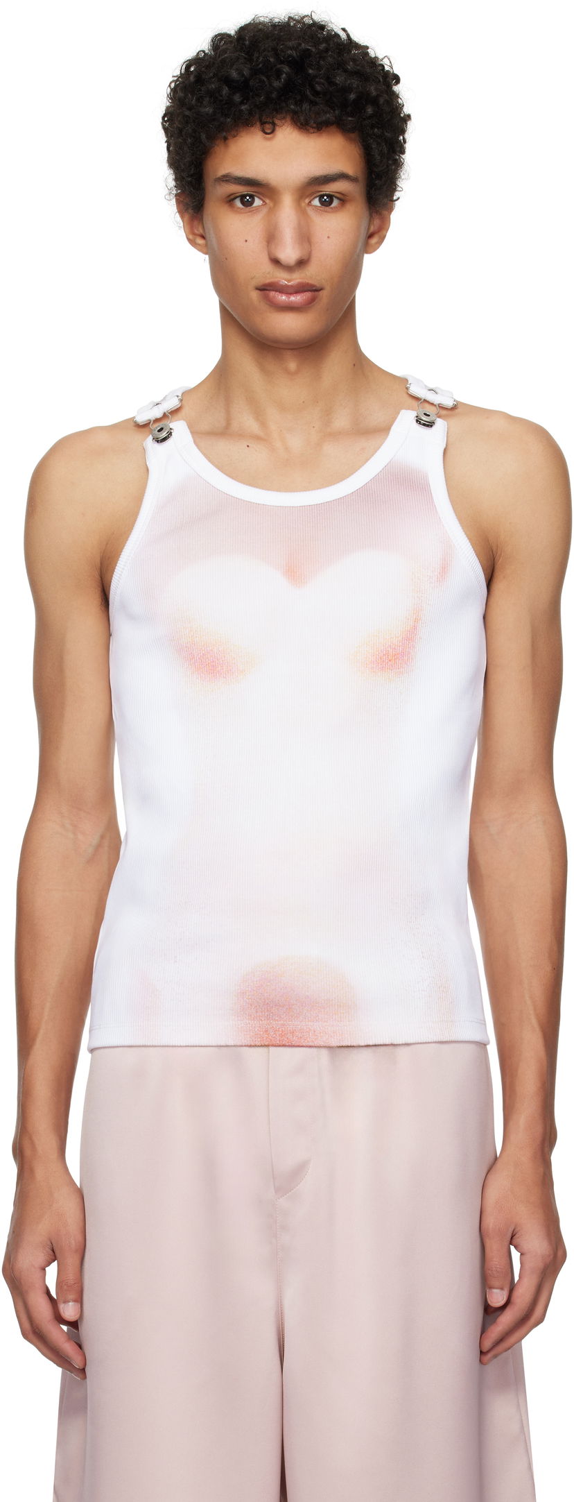 Linne Jean Paul Gaultier Jean Paul Gaultier 'Le Classique' Print Tank Top Vit | 25/33-F-DB050-J580-0120
