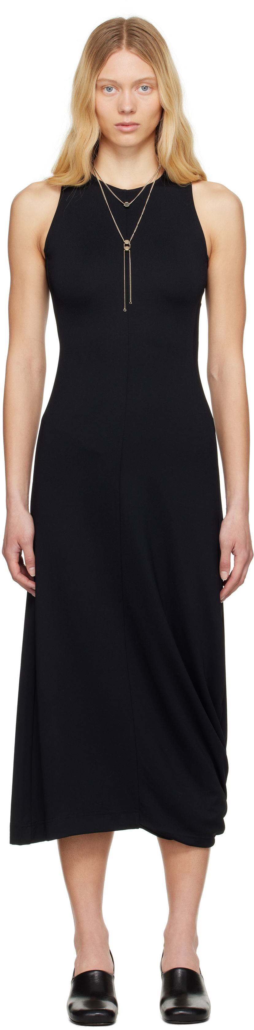 Klä LEMAIRE Lemaire Twisted Hem Midi Dress Svart | DR1106 LJ1034