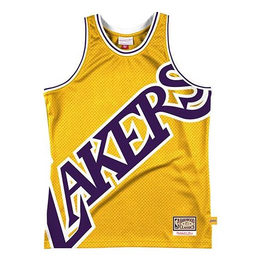 Linne Mitchell & Ness Los Angeles Lakers Big Face 2.0 Jersey Gul | MSTKBW19146-LALLTGD