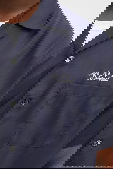 Skjorta Neighborhood NEIGHBORHOOD Solid-Color Hawaiian Shirt Mörkblå | 251TSNH.SHM07, 3