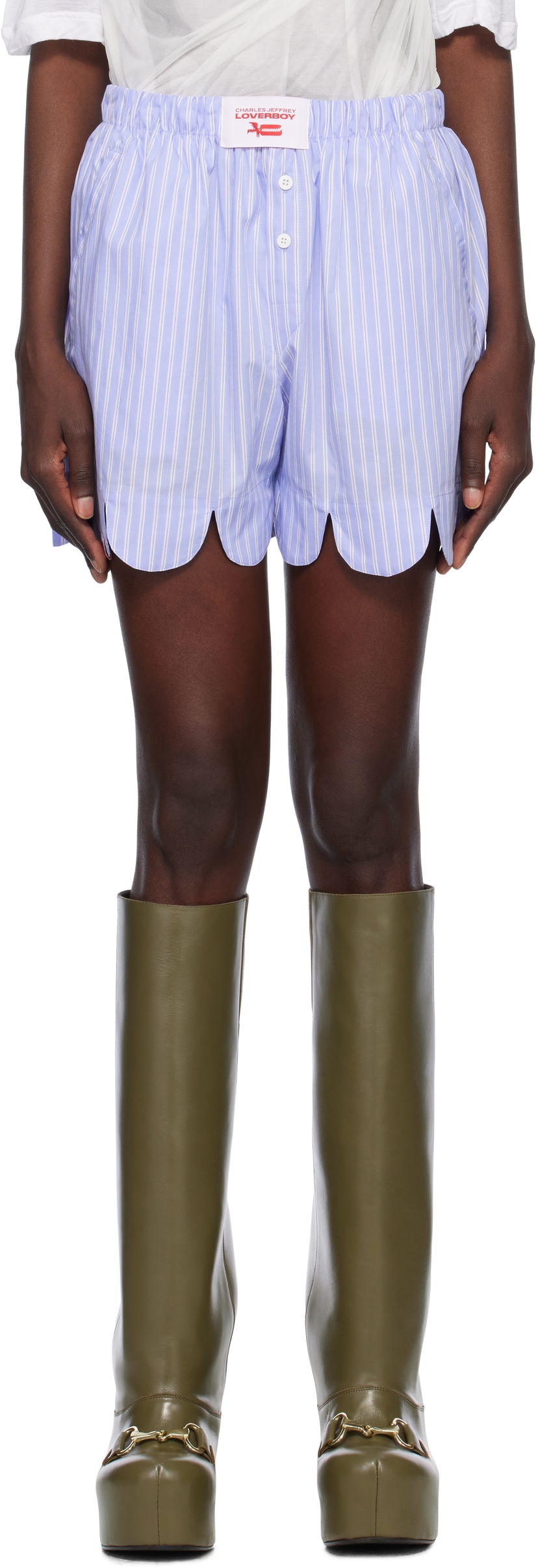 Boxare Charles Jeffrey Loverboy Charles Jeffrey LOVERBOY Scalloped Boxer Shorts Blå | 54030402