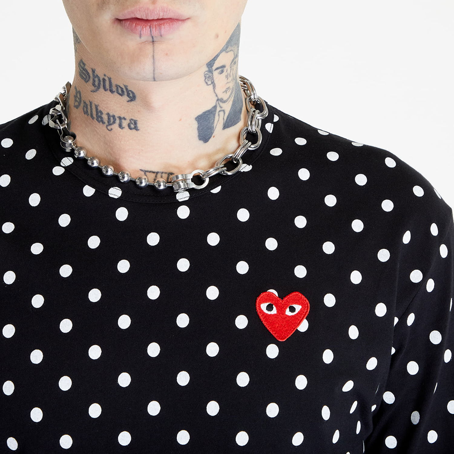 T-shirt Comme des Garçons PLAY Heart Logo Long Sleeve Tee UNISEX Svart | AZT166 black, 1