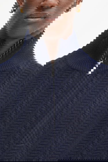 Sweater A.P.C. A.P.C. Pull Theo Half Zip Sweater Mörkblå | WVBCZ.H23416, 3