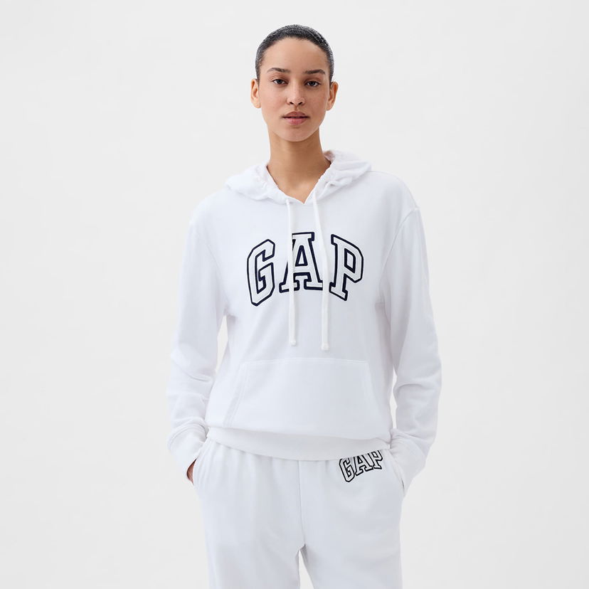 Sweatshirt GAP Pullover Logo Hoodie Optic White V6 Vit | 870537-01