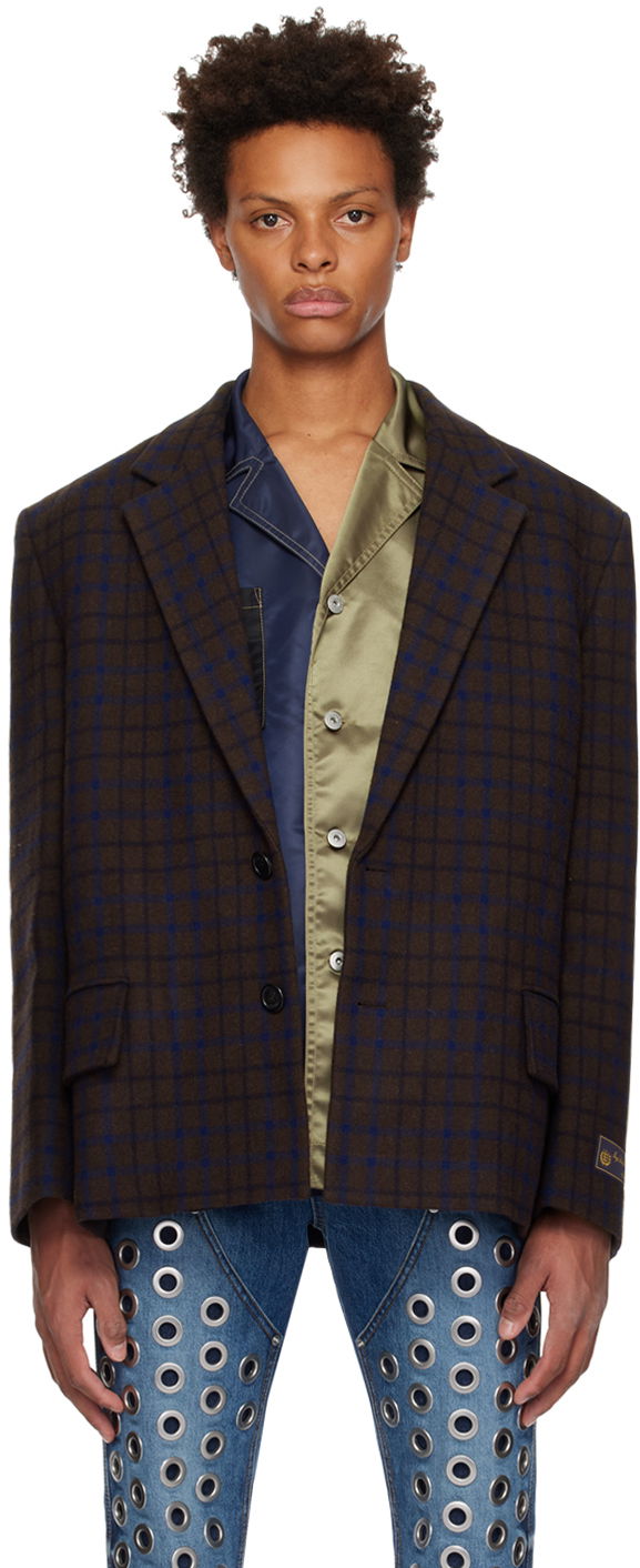 Jacka We11done Check Blazer Brun | WD-JK3-22-102-M-BR