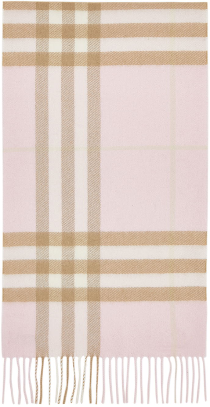 Halsduk Burberry Off-White Cashmere Giant Check Scarf Rosa | 8016396