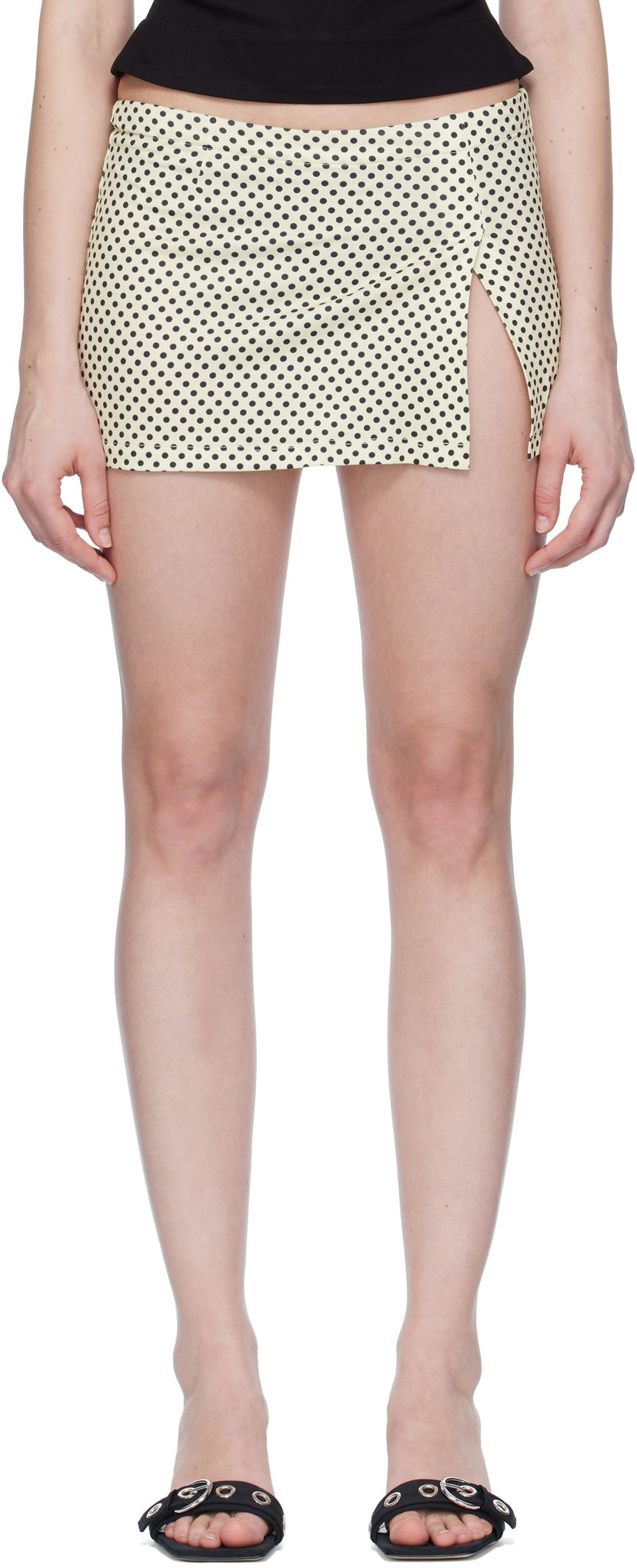Kjol Miaou Miaou Micro Miniskirt with Polka Dots Gul | 4012VISBNP