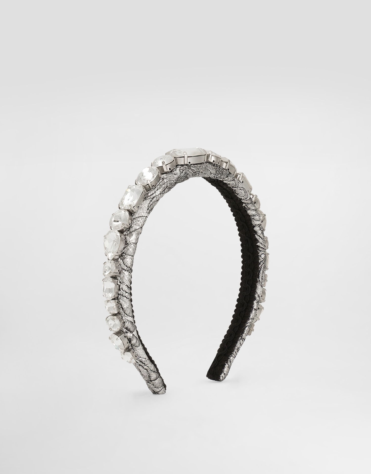 Tillbehör Dolce & Gabbana Floral Jacquard Headband with Crystals and Embroidery Metallisk | FY366ZGDDDMS8400, 0