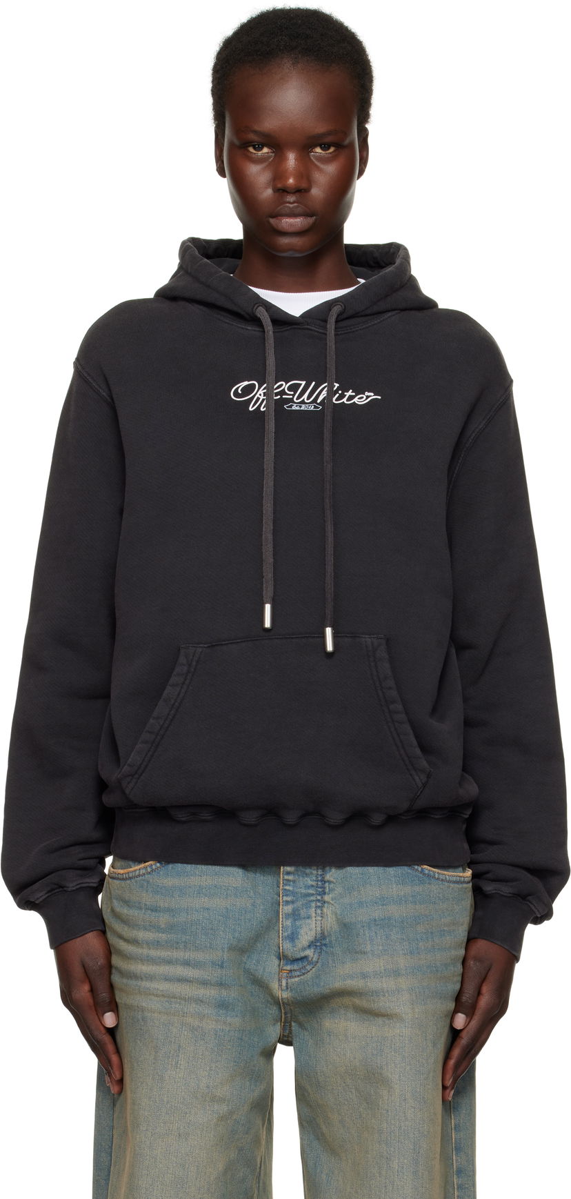 Sweatshirt Off-White Off-White Scissor Arrow Hoodie Svart | OWBB064S25FLE0030701
