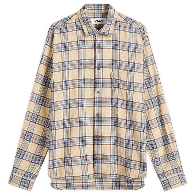 Skjorta YMC Curtis Check Shirt Beige | P2XMI-20