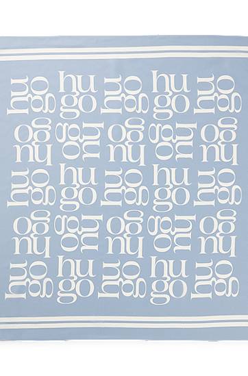 Halsduk BOSS Silk scarf with all-over graphic print Blå | 50535470, 0