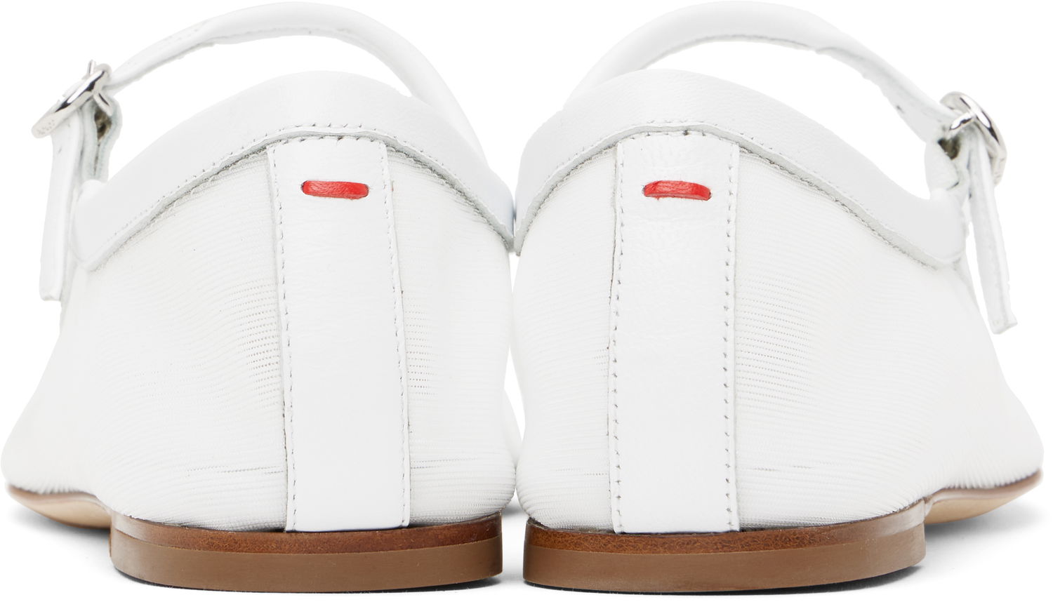 Kläder Aeyde Aeyde Uma Mesh Toe-Cap Ballerina Flats Vit | A11-FL-RKLS08FL181-SS25-1020-007, 1