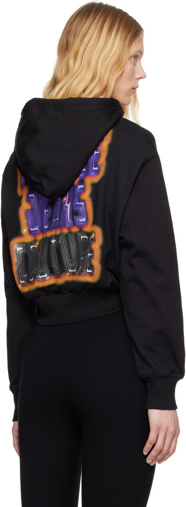 Sweatshirt Versace Versace Jeans Couture Savage Print Cropped Hoodie Svart | E78HAIC04_ECF00C, 2
