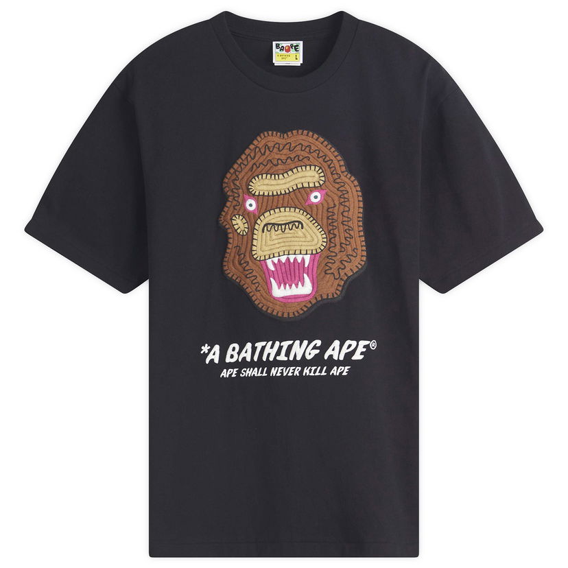 T-shirt BAPE Embroidered Souvenir Logo T-Shirt, Large, A Bathing Ape Svart | 001TEL301049M-BLK